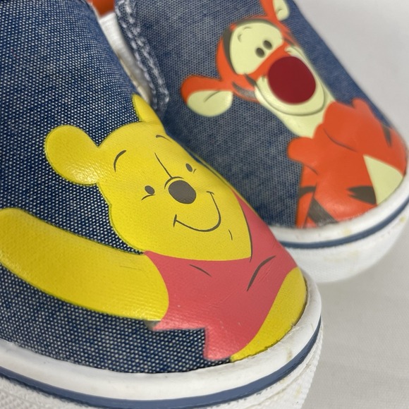 Disney Baby Winnie Pooh Tigger Slip On Sneakers Infant Size 5 Denim Shoes - Picture 4 of 9